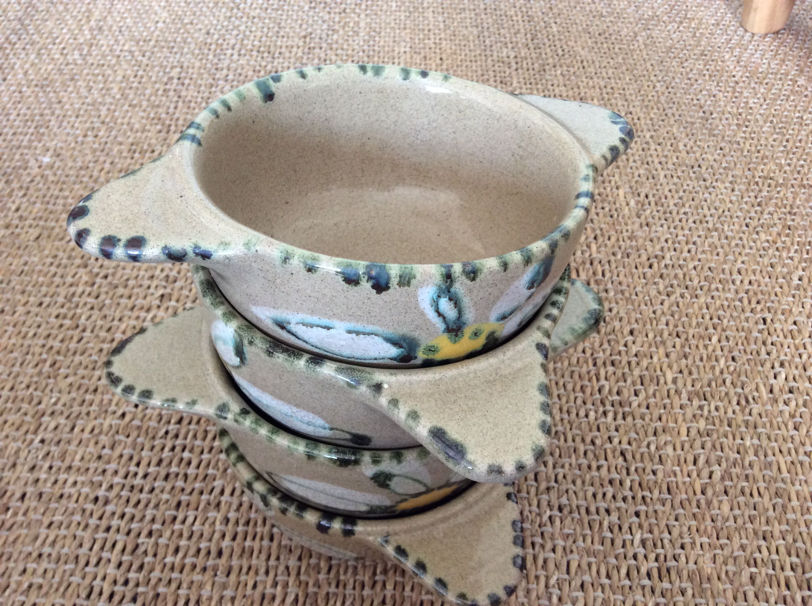4 glazed terracotta bowls