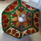 Vintage pendant light with multicoloured stained glass.