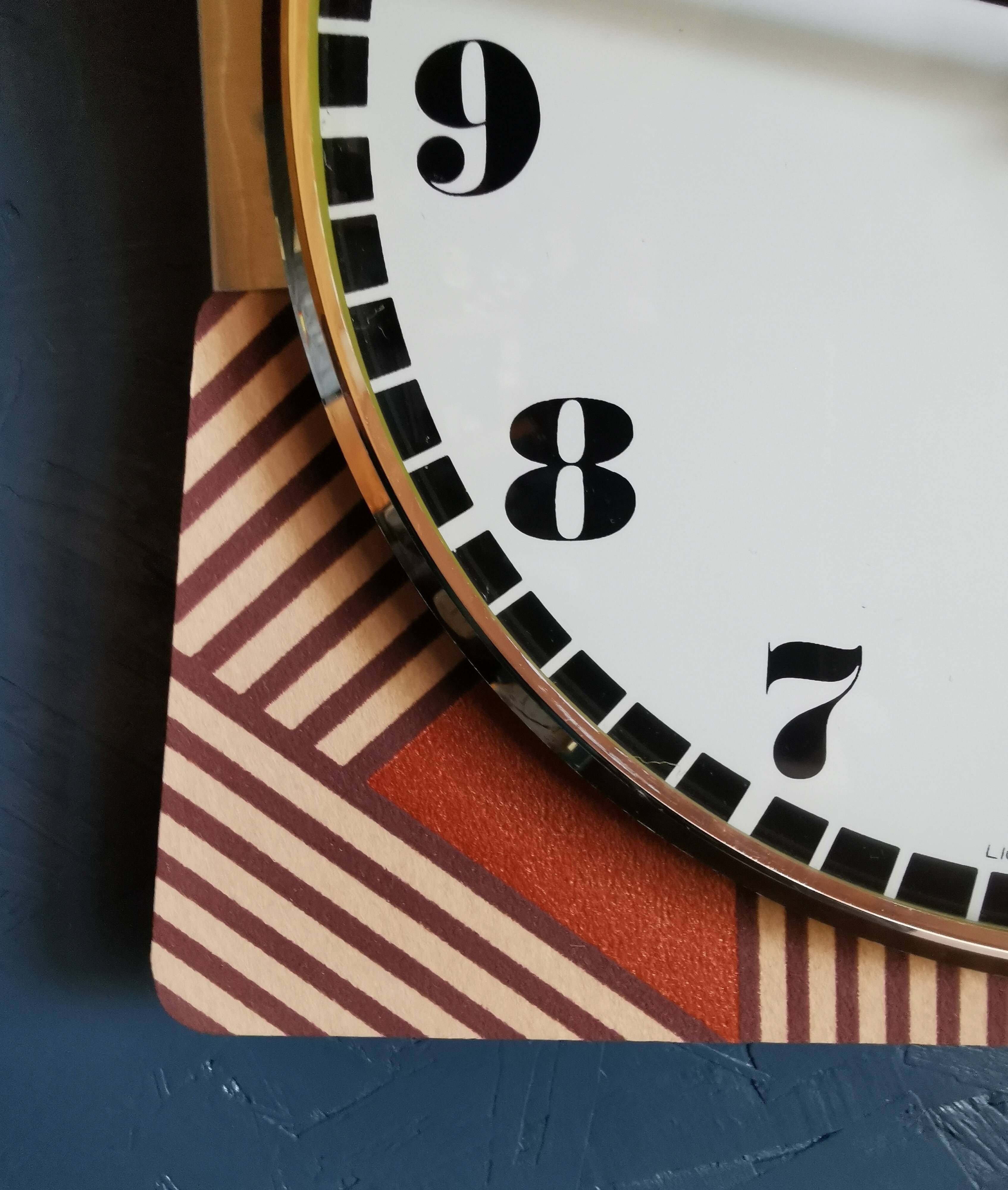 Clock silent rectangular vintage wall pendulum "Jaz copper pink"