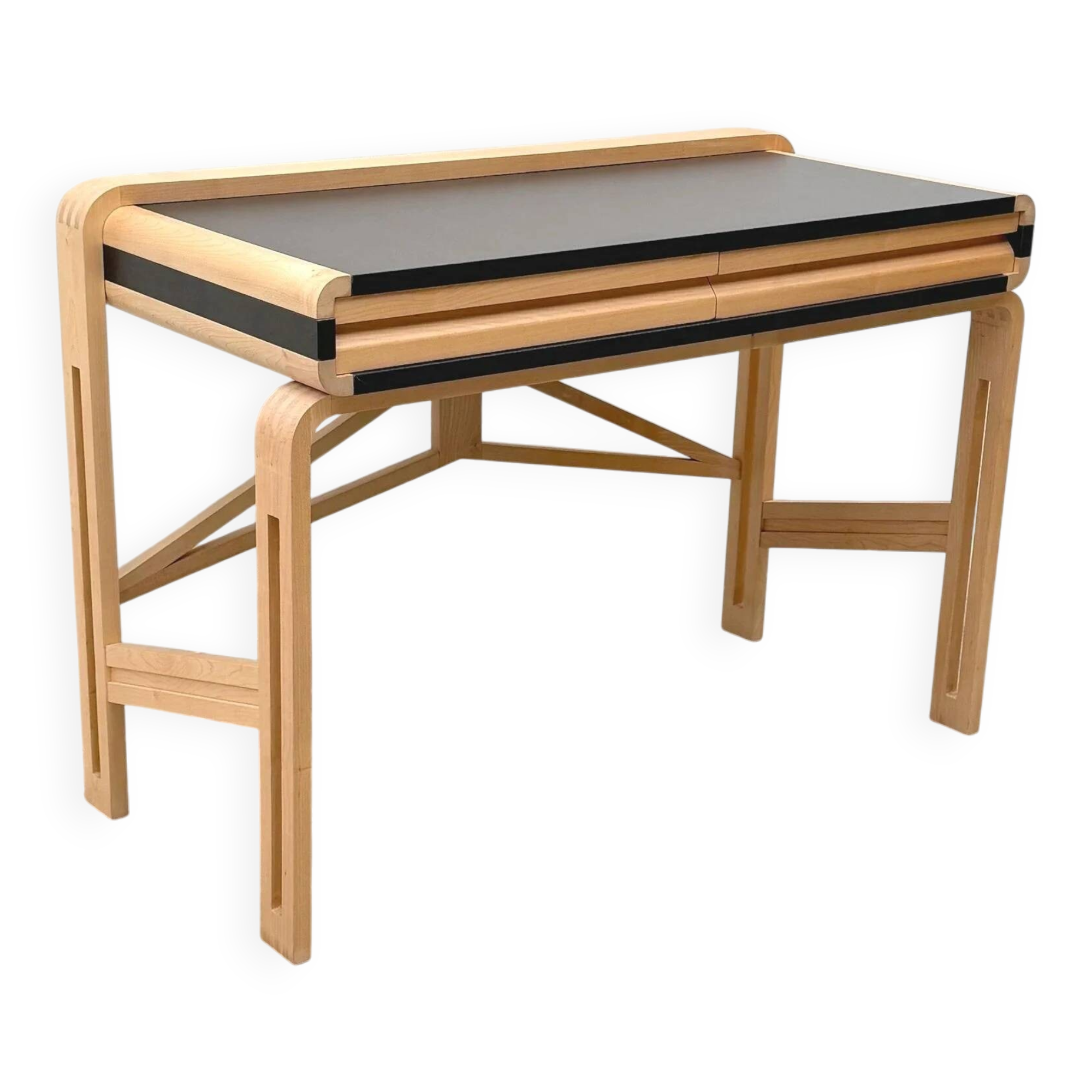 Solid wood and formica desk made by a cabinetmaker.