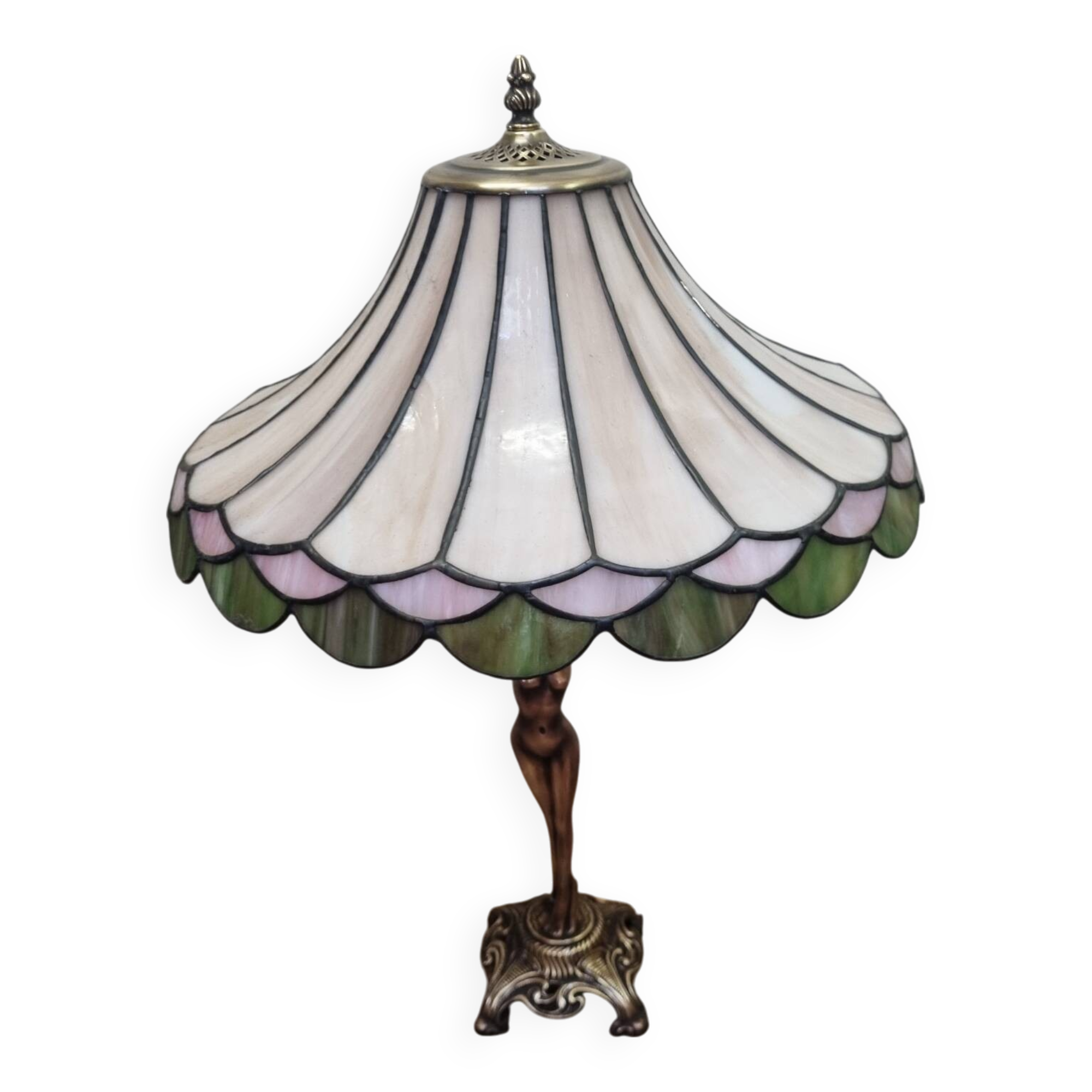 Art Deco lamp, bronze & glass paste