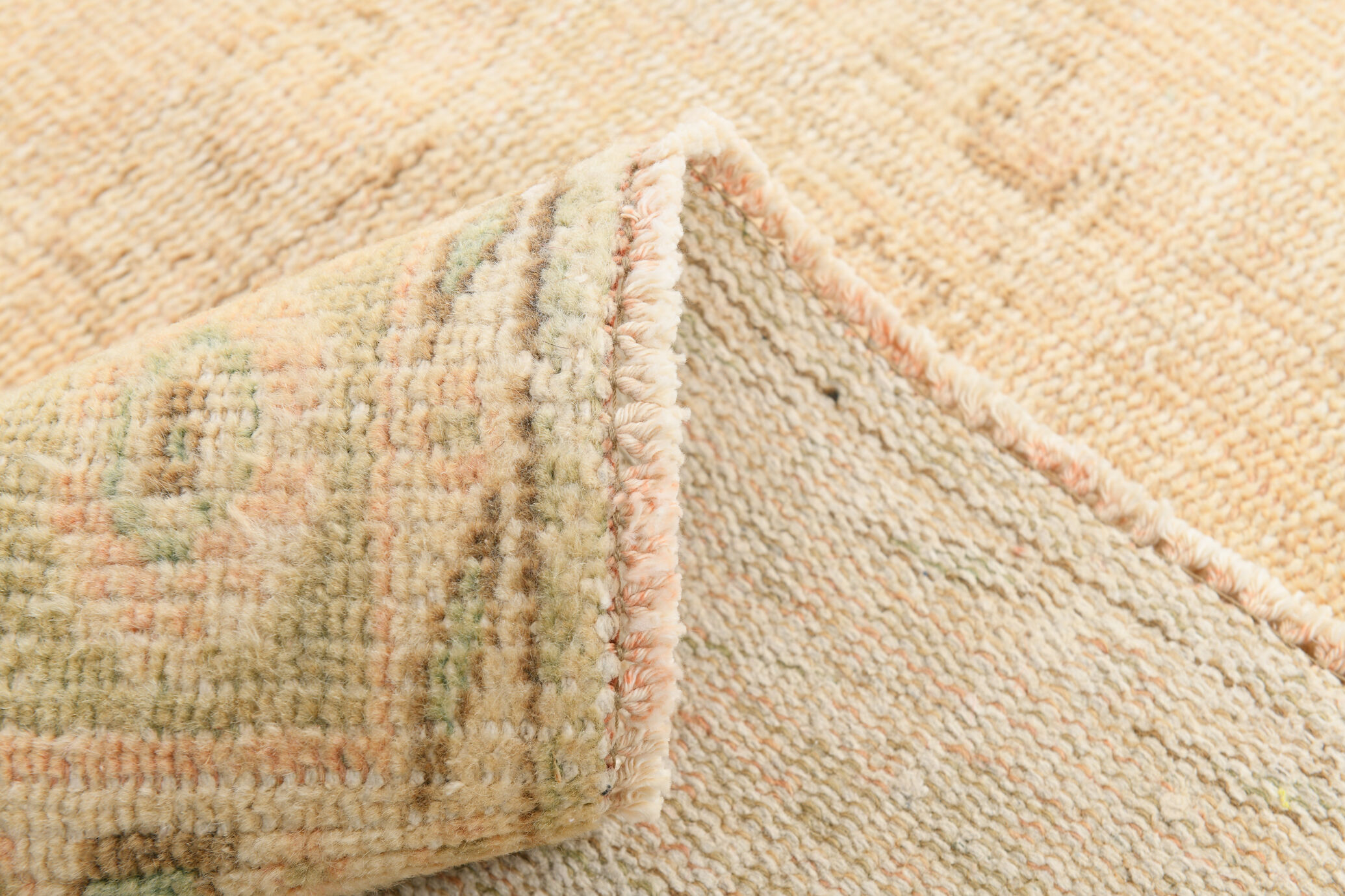 6x8 Handmade Beige Tones Wool Vintage Rug 260x194Cm