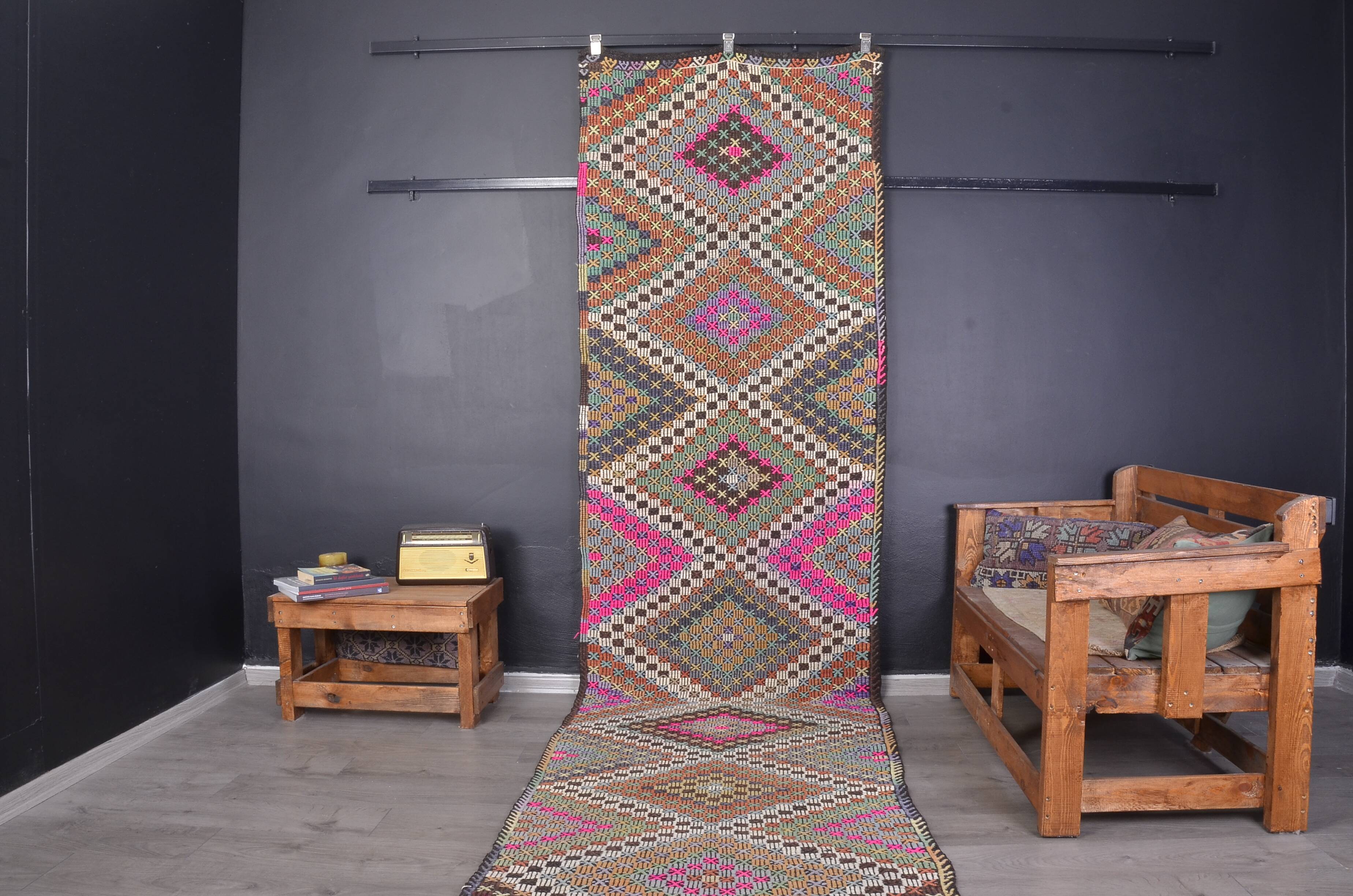 Oushak Vintage Hallway Runner Rug