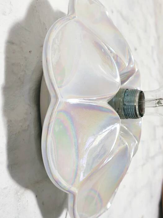 Mid-century iridescent porcelain wall lamp by Goebel for PAN Germany 1970s