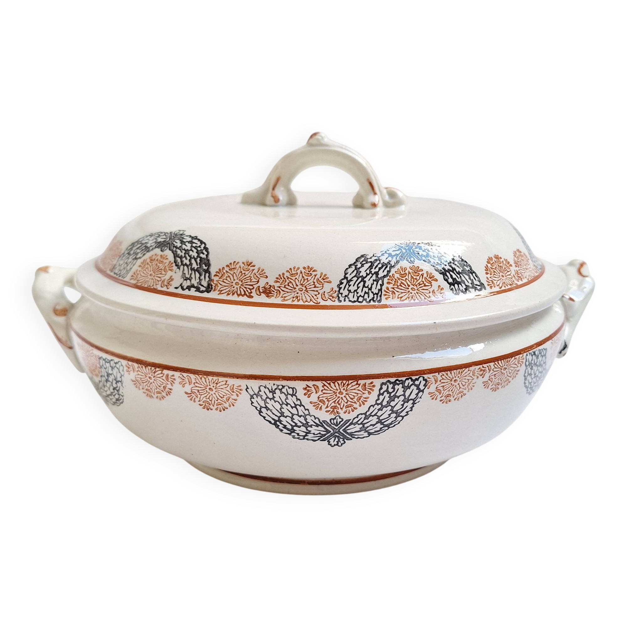 HBCM Pauline model orange and black soup tureen