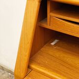 Danish Mid Century Teak Writing Cabinet, Bureau or Secretary Desk with roll top, 1960s