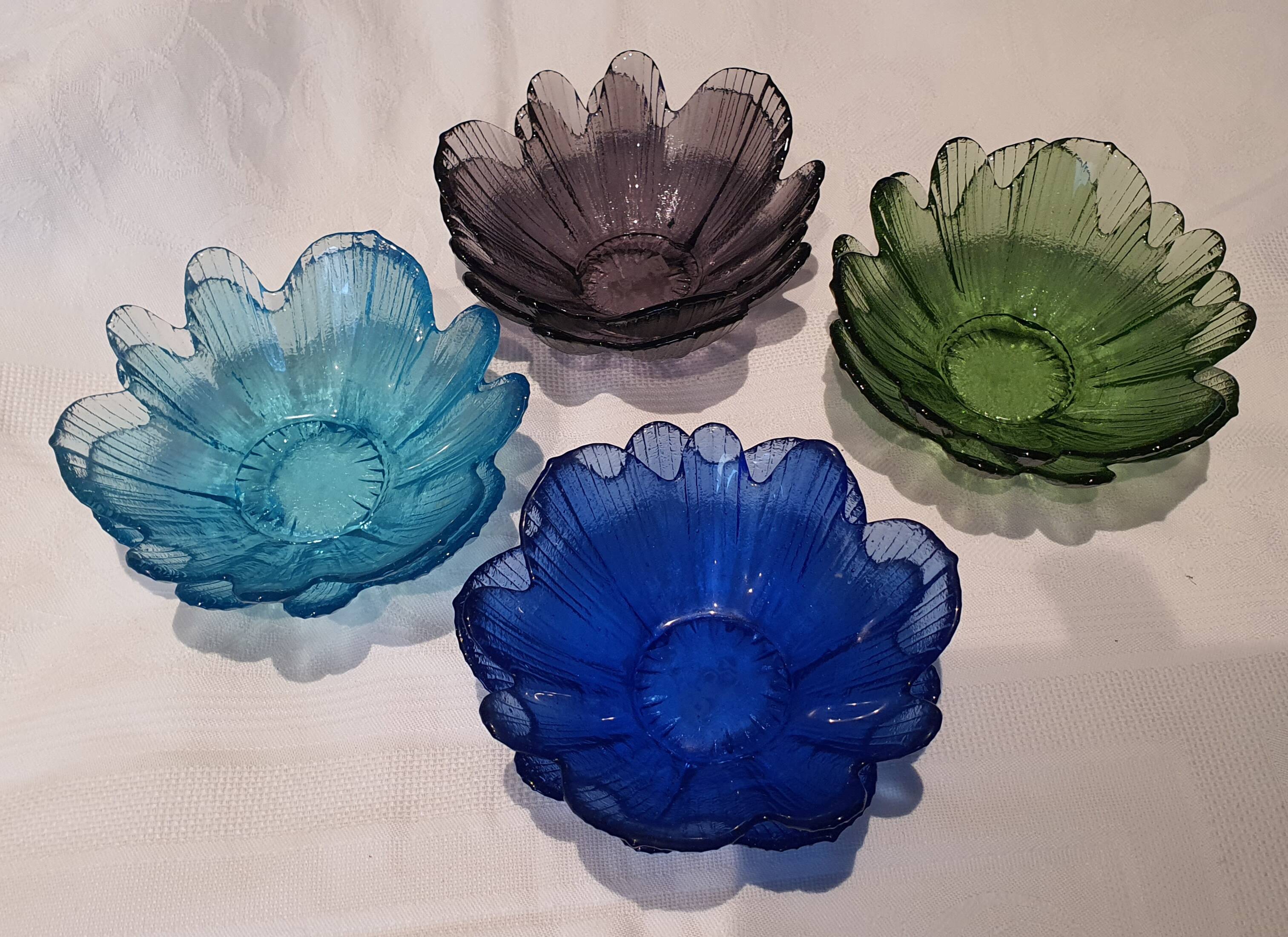 Vintage coloured glass bowls