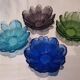 Vintage coloured glass bowls