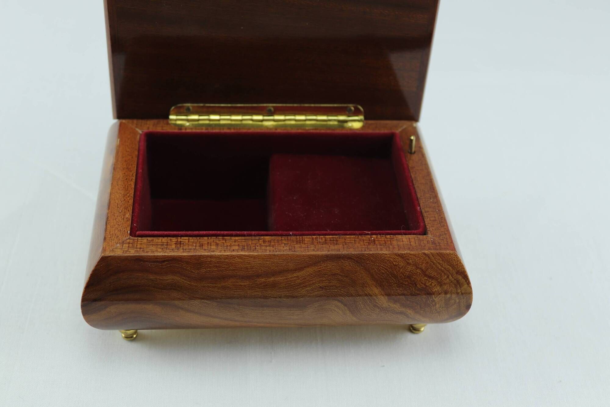 Vintage musical jewelry box in inlaid wood