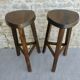 Pair of high tripod stools, bar, solid wood
