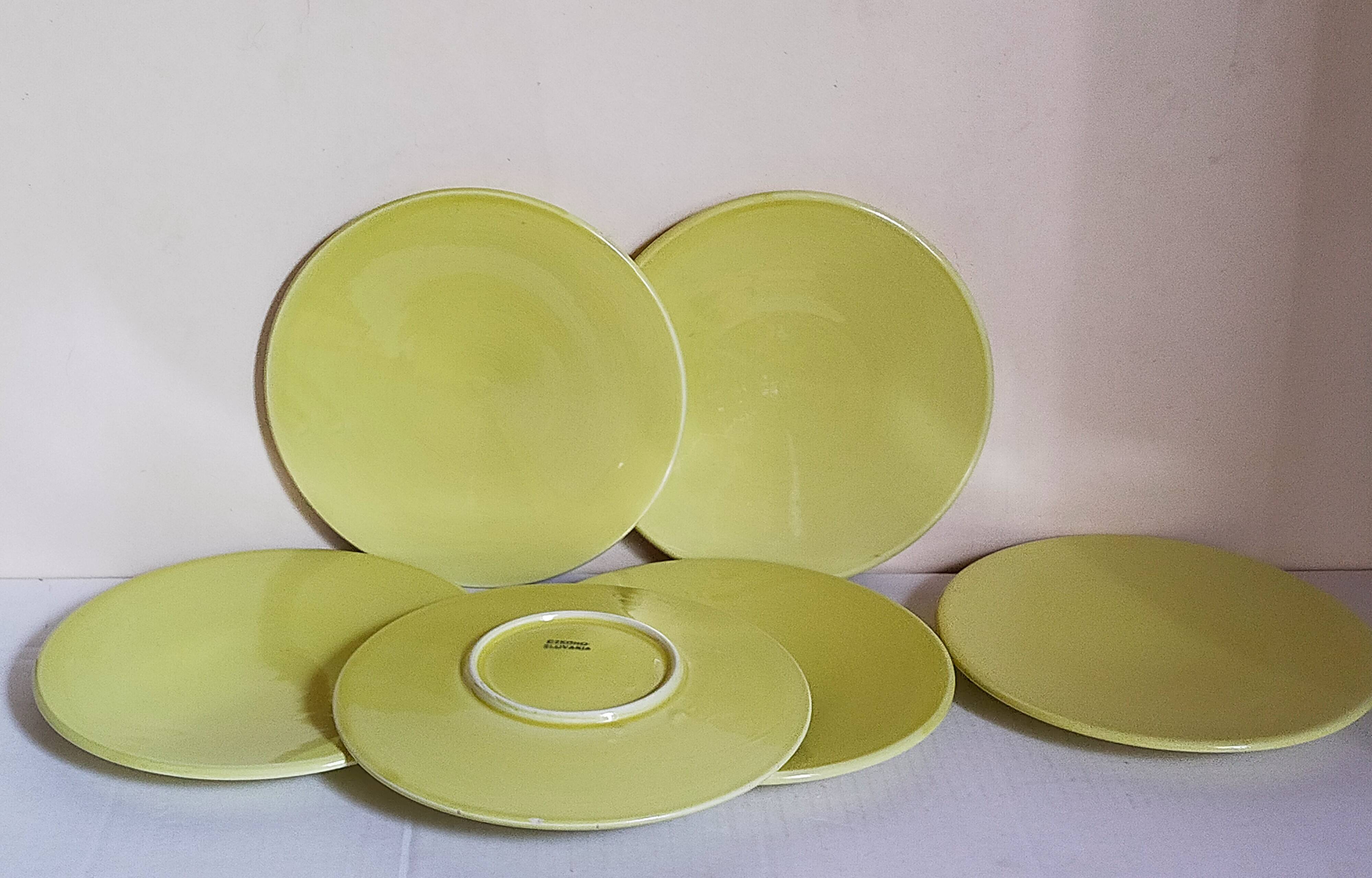 Six vintage Czech ceramic dessert plates