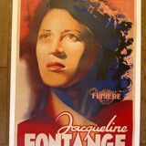 Affiche ancienne vintage chanteuse Jacqueline Fontange78 X  118  cm entoilée