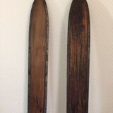 Wooden skis and vintage bamboo sticks