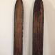 Wooden skis and vintage bamboo sticks