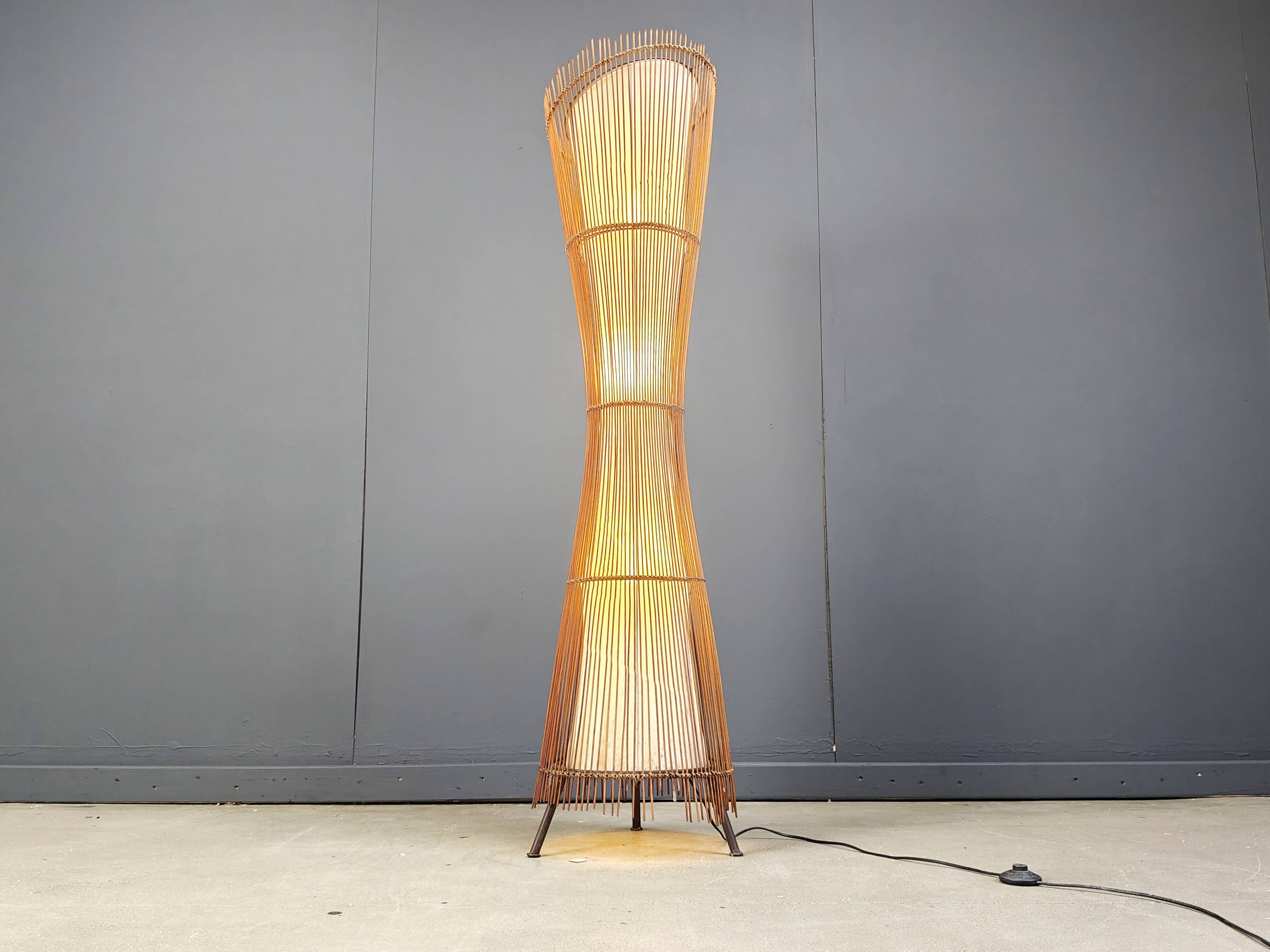 Vintage italian bamboo floor lamp, 1960s