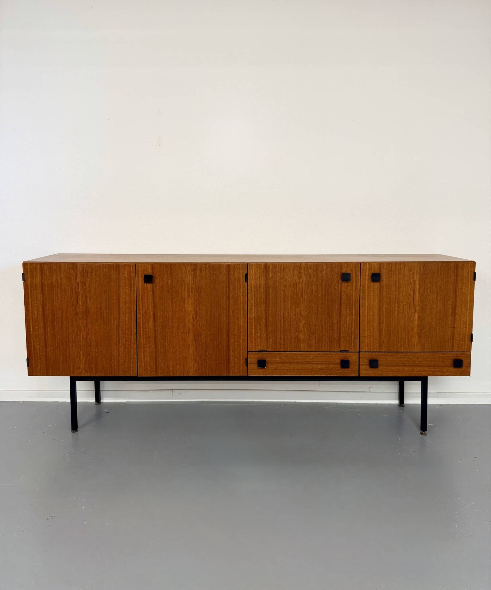 Vintage teak enfilade attributed to Gérard Guermonprez, 1960s design.
