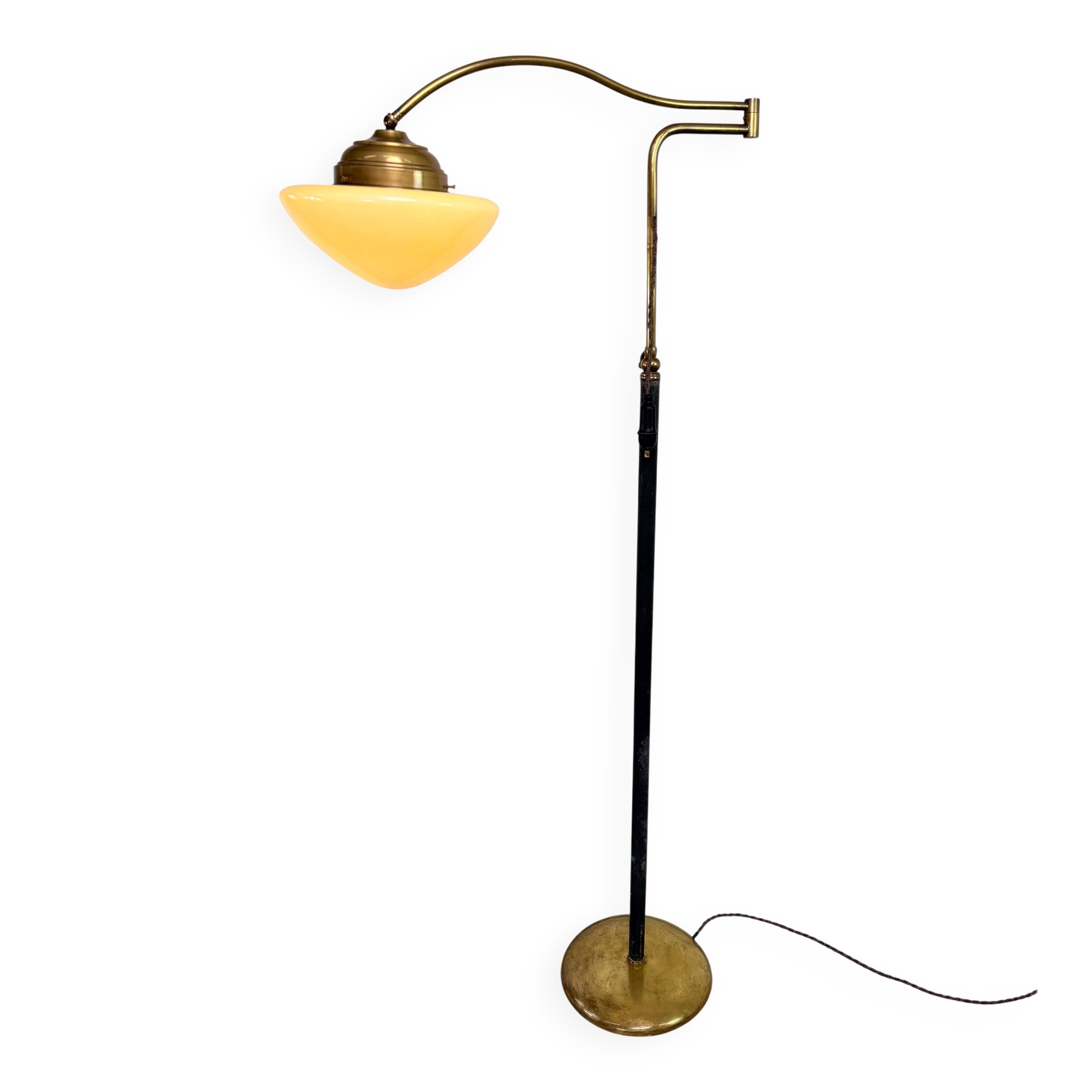 Art Deco brass floor lamp with adjustable height