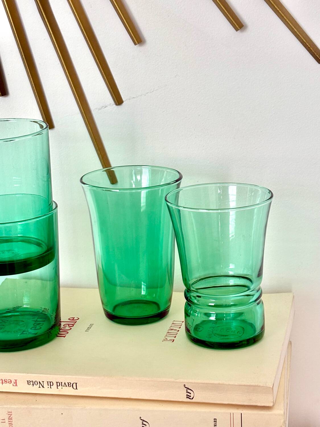 Set of 4 vintage green glasses