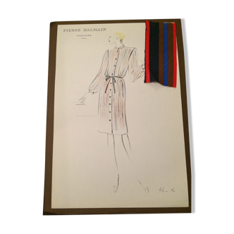 Balmain : beau dessin ancien / vintage de de mode haute couture