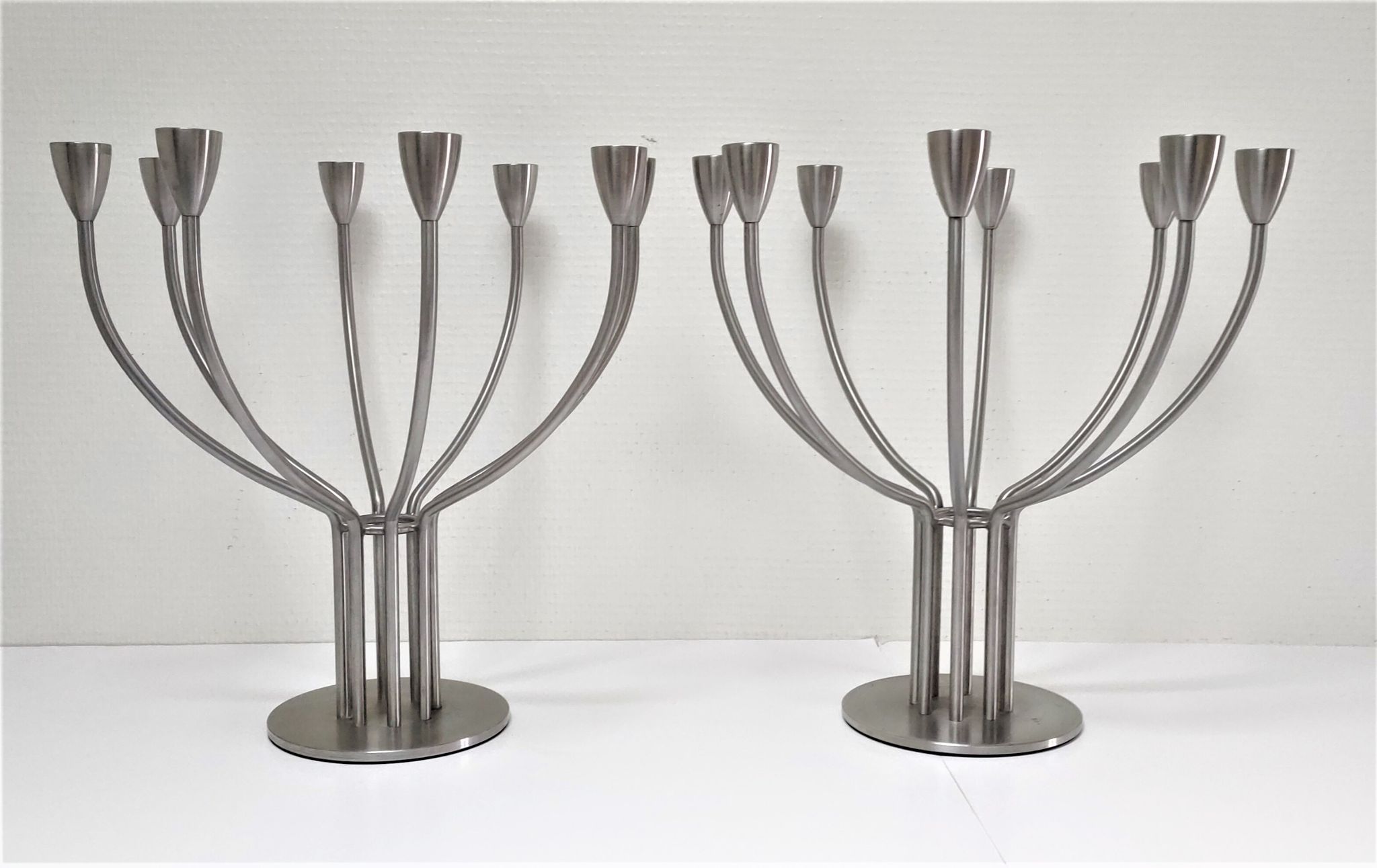 Pair of metal candlesticks model Stockholm design Hagberg Ikea vintage