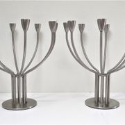 Pair of metal candlesticks model Stockholm design Hagberg Ikea vintage