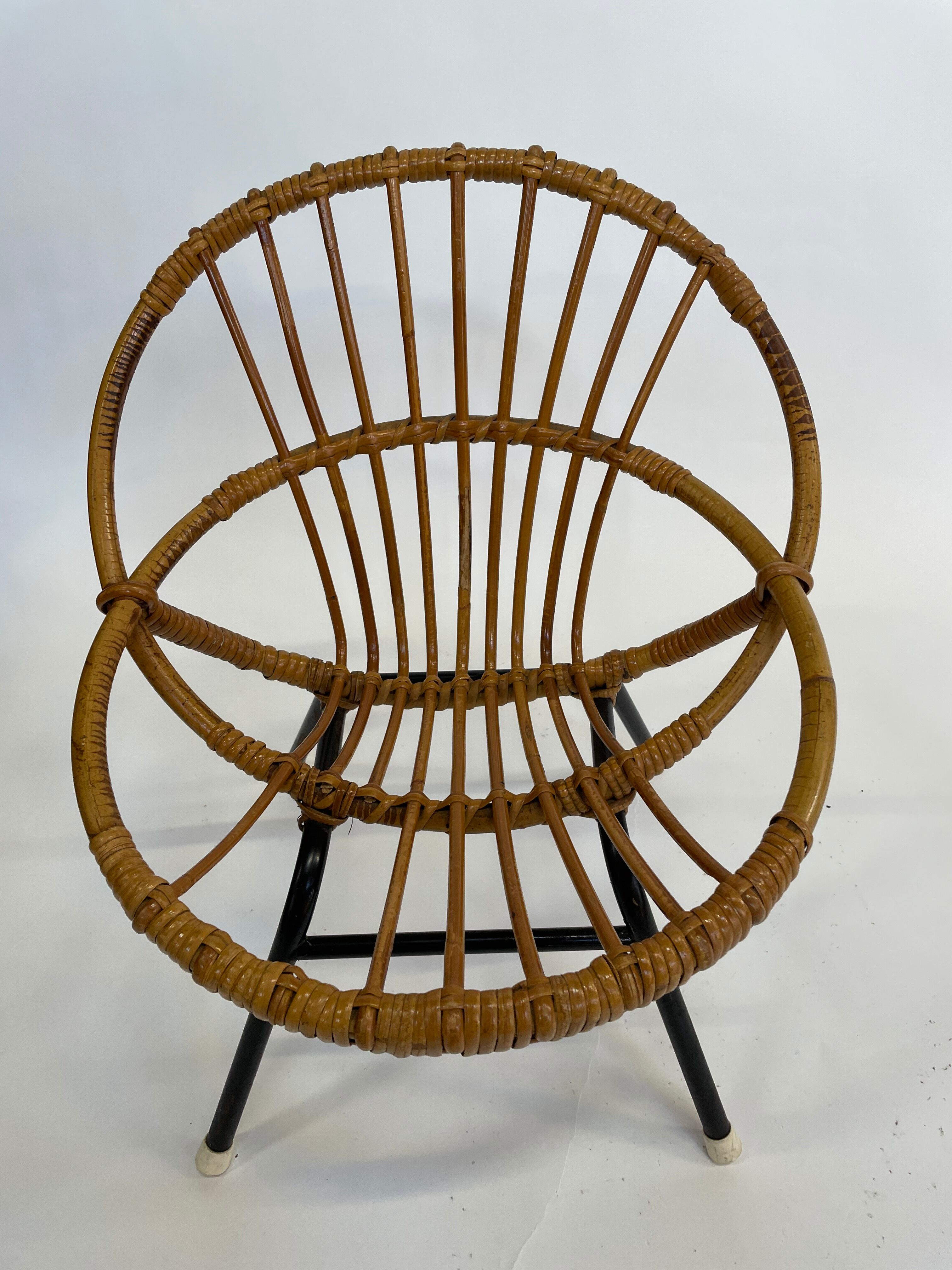 Vintage Rattan children's chair Rohe Noordwolde 1960s Design