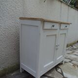 Vintage Parisian buffet re-enchanted in pearl grey, wooden top.