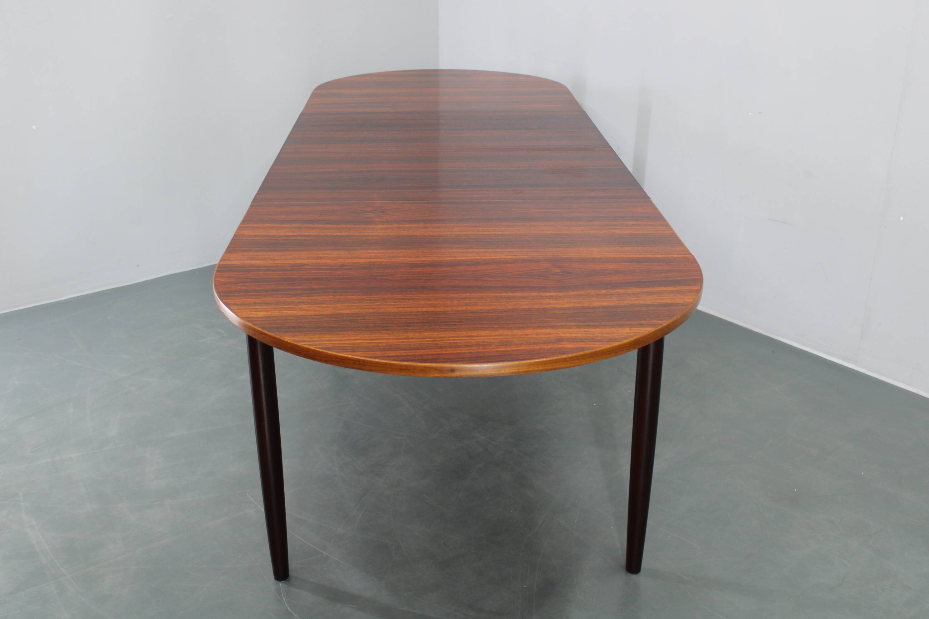 1960s Danish extendable palisander dining table, 4 leaves, restored