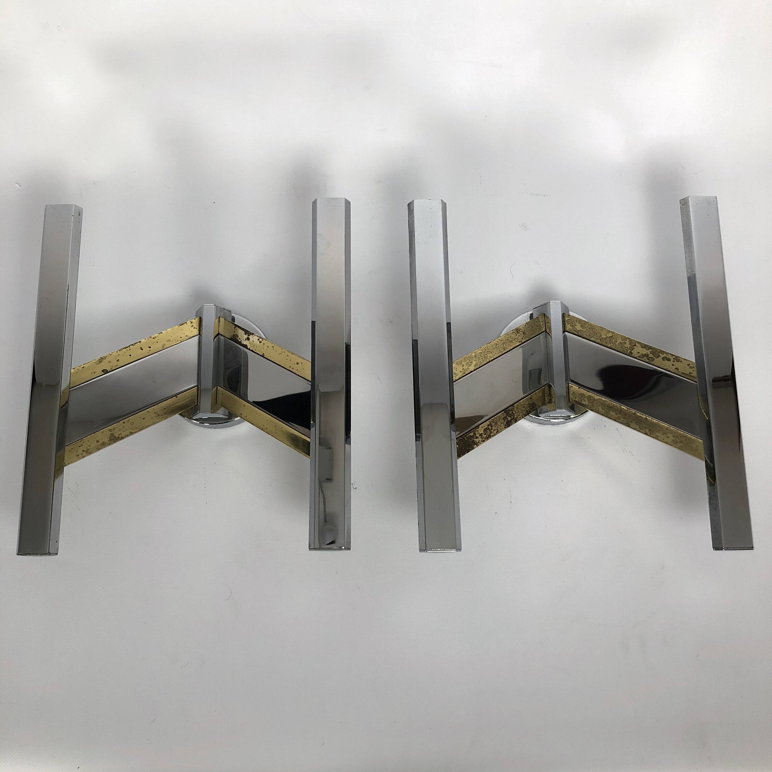 Pair of brass and chrome sconces from Sciolari 70
