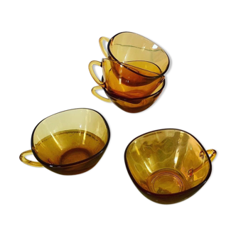 Lot de 5 tasses arcopal orangé