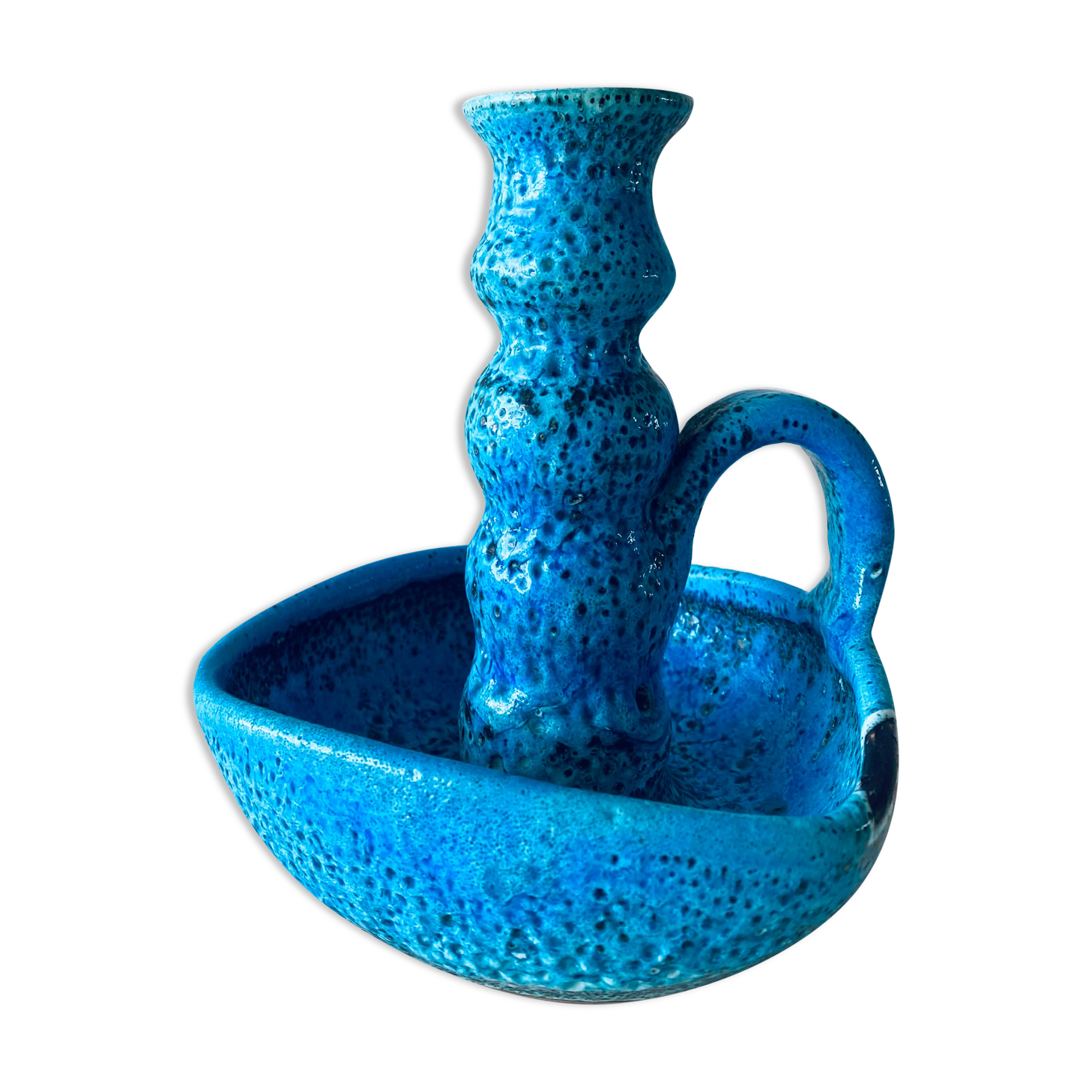 Candle holder fat lava blue