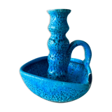 Candle holder fat lava blue