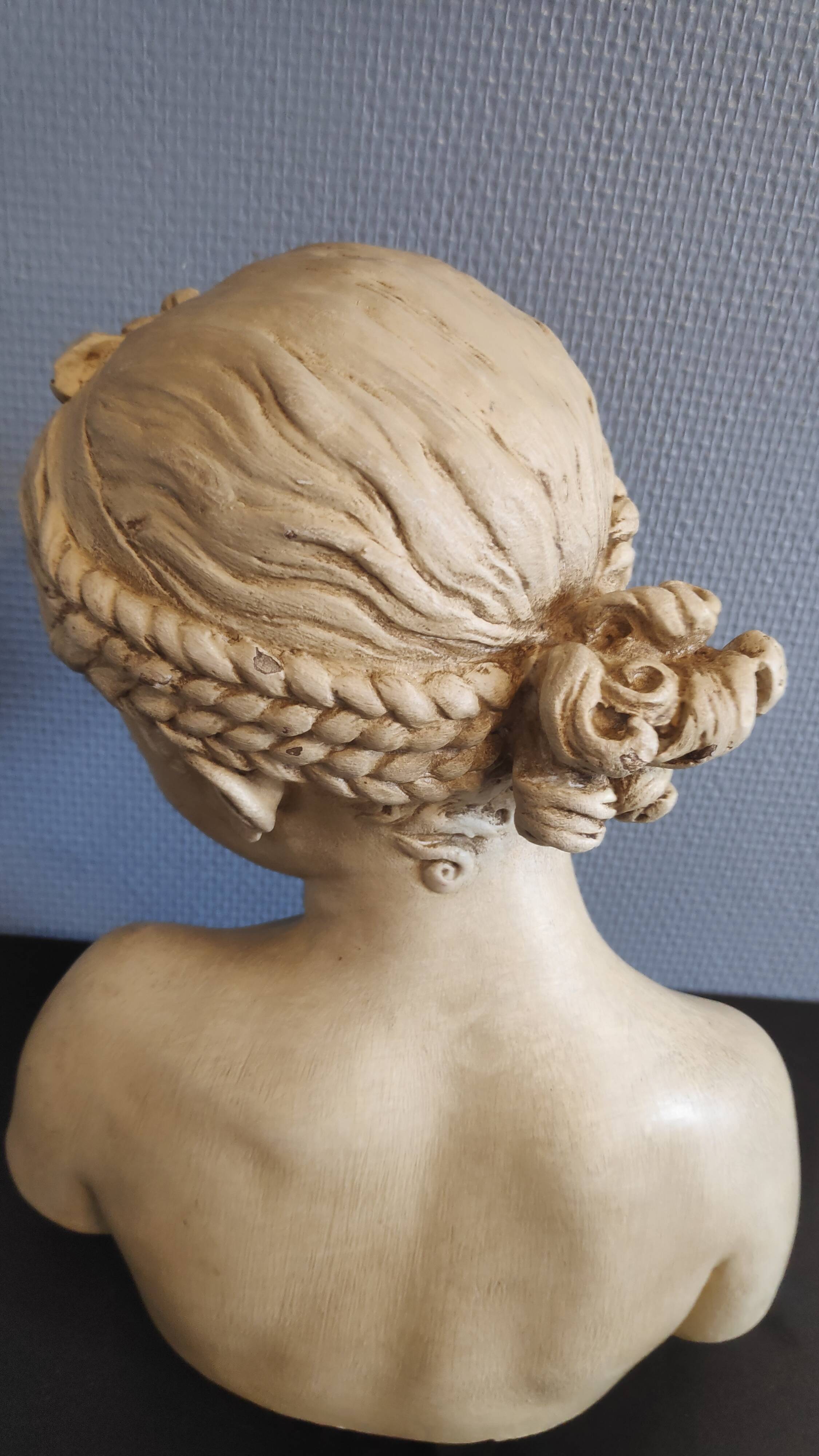 bust "the laughing" after Jean-Baptiste Pigalle in plaster