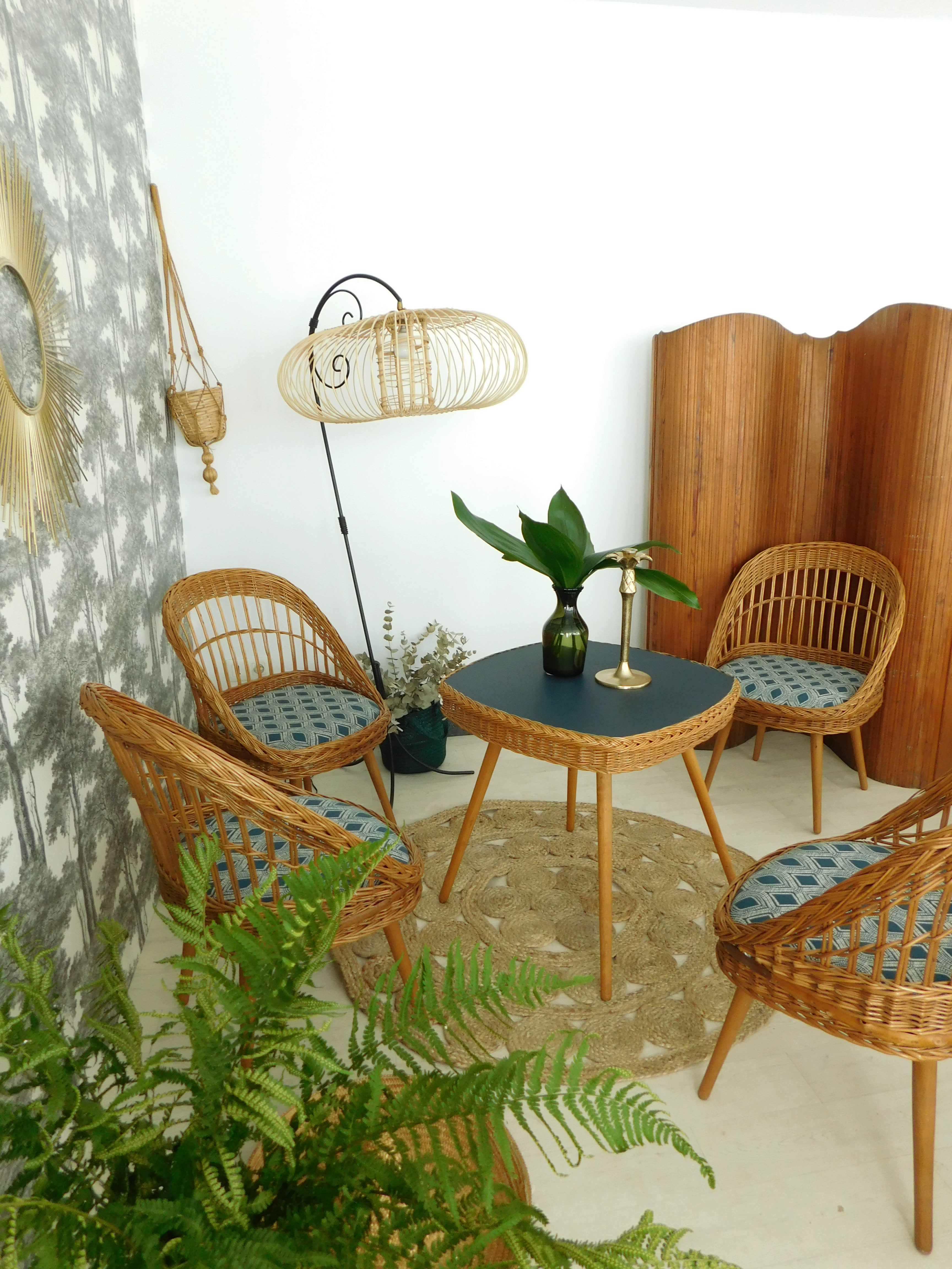 Lounge set in rattan 70s