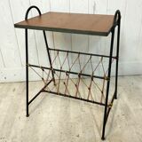 Side table metal black scoubidou and wood