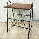 Side table metal black scoubidou and wood