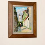 Swedish oil painting on panel "Morcote" – vintage and framed