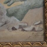 C. CHOUET "The pond and the ducks" Signed watercolor
