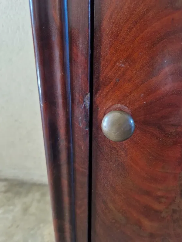 Louis Philippe XIX mahogany veneer and marble bedside table