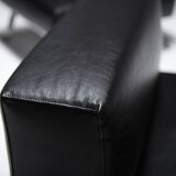 Black leather Ombra 512 lounge chairs by Charlotte Perriand for Cassina Italy
