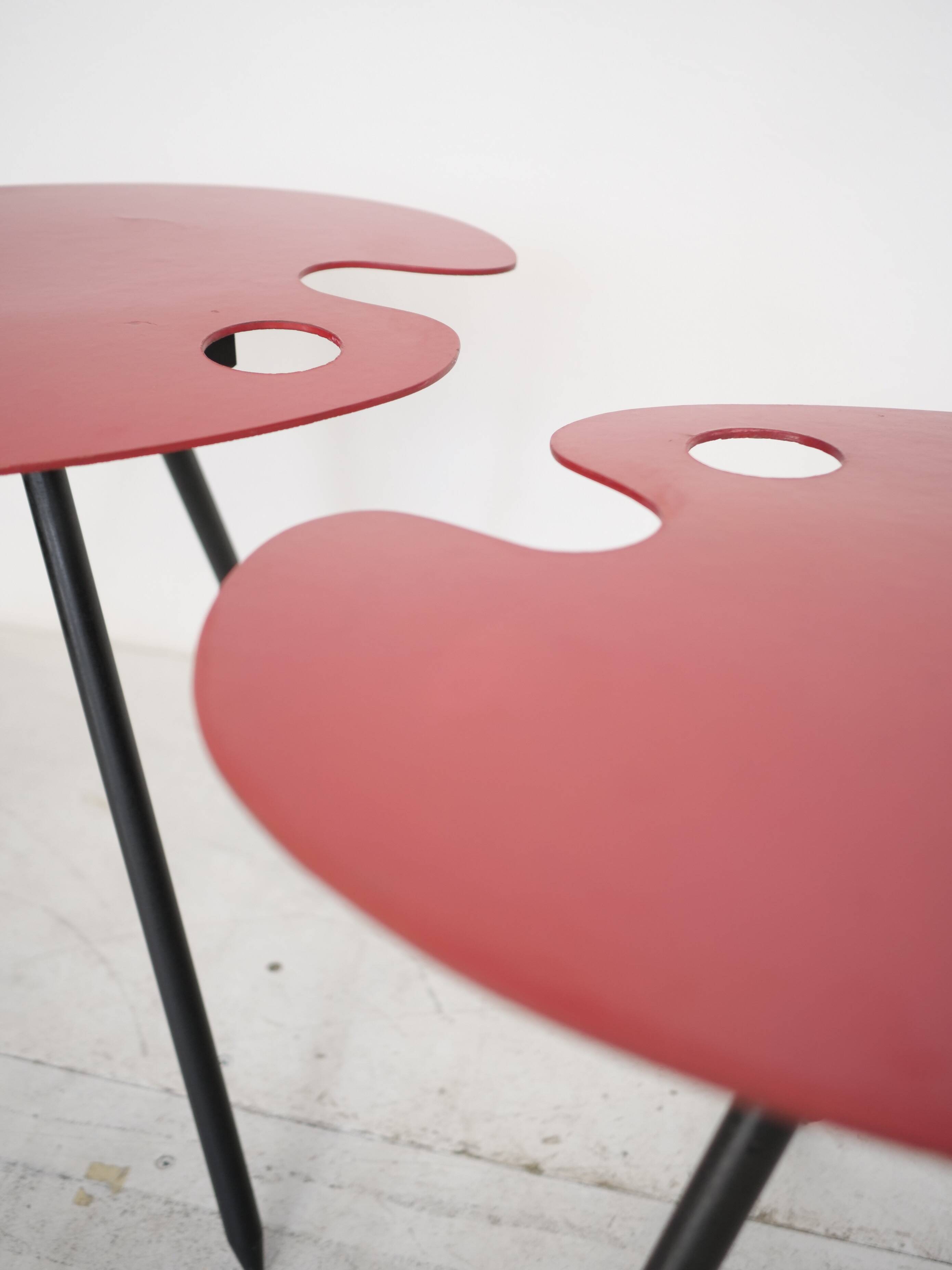 2 tables "Pic-Nic" par Lucien de Roeck pour Bois Manu