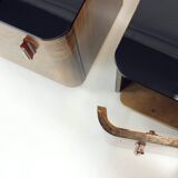 Pair Of Art Deco Bedside Tables With Faux Wood Graining & Glass, Czechoslov