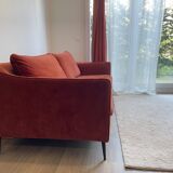 Three-seater terracotta velvet sofa Vilmers 2023 - Very good condition