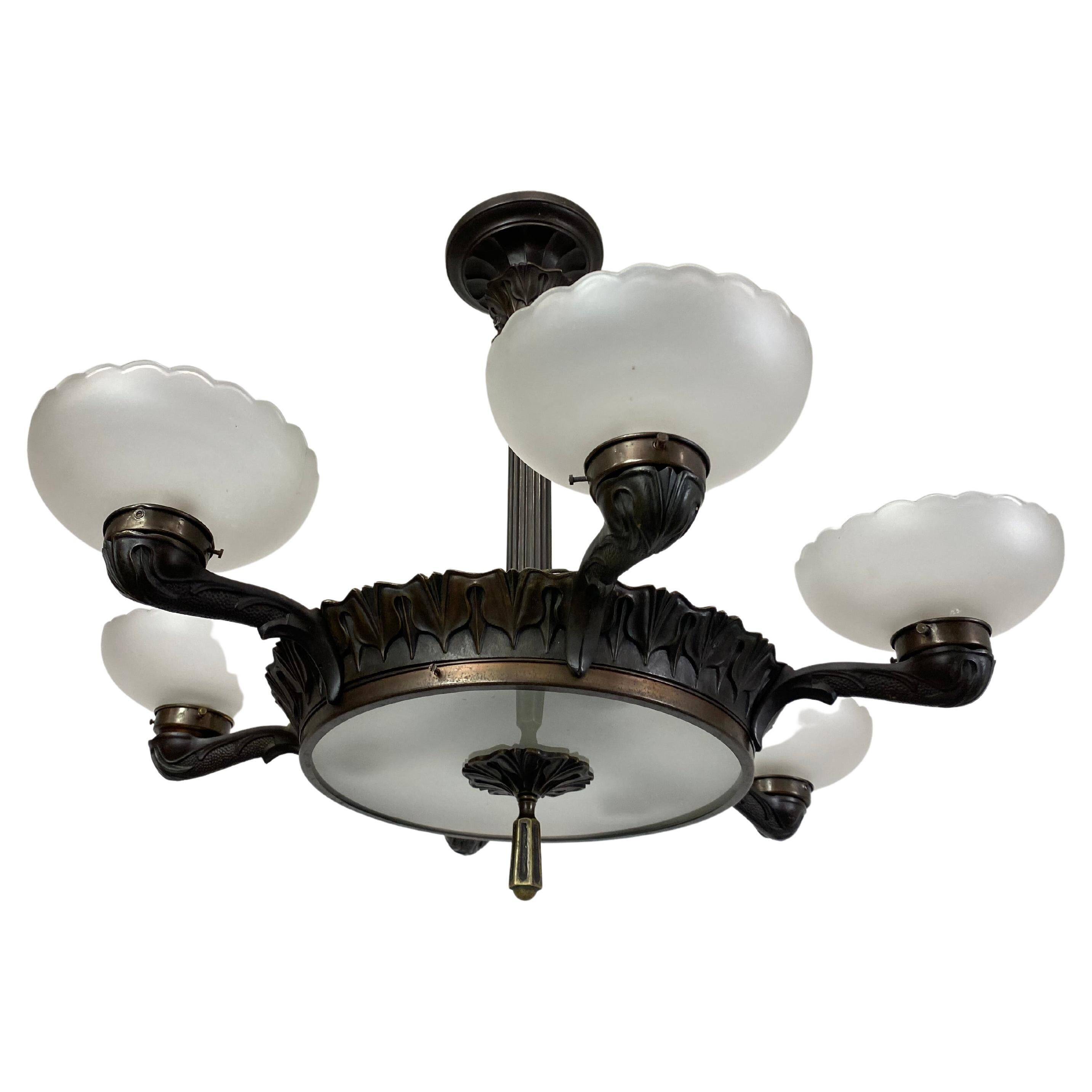 Bronze Secession chandelier