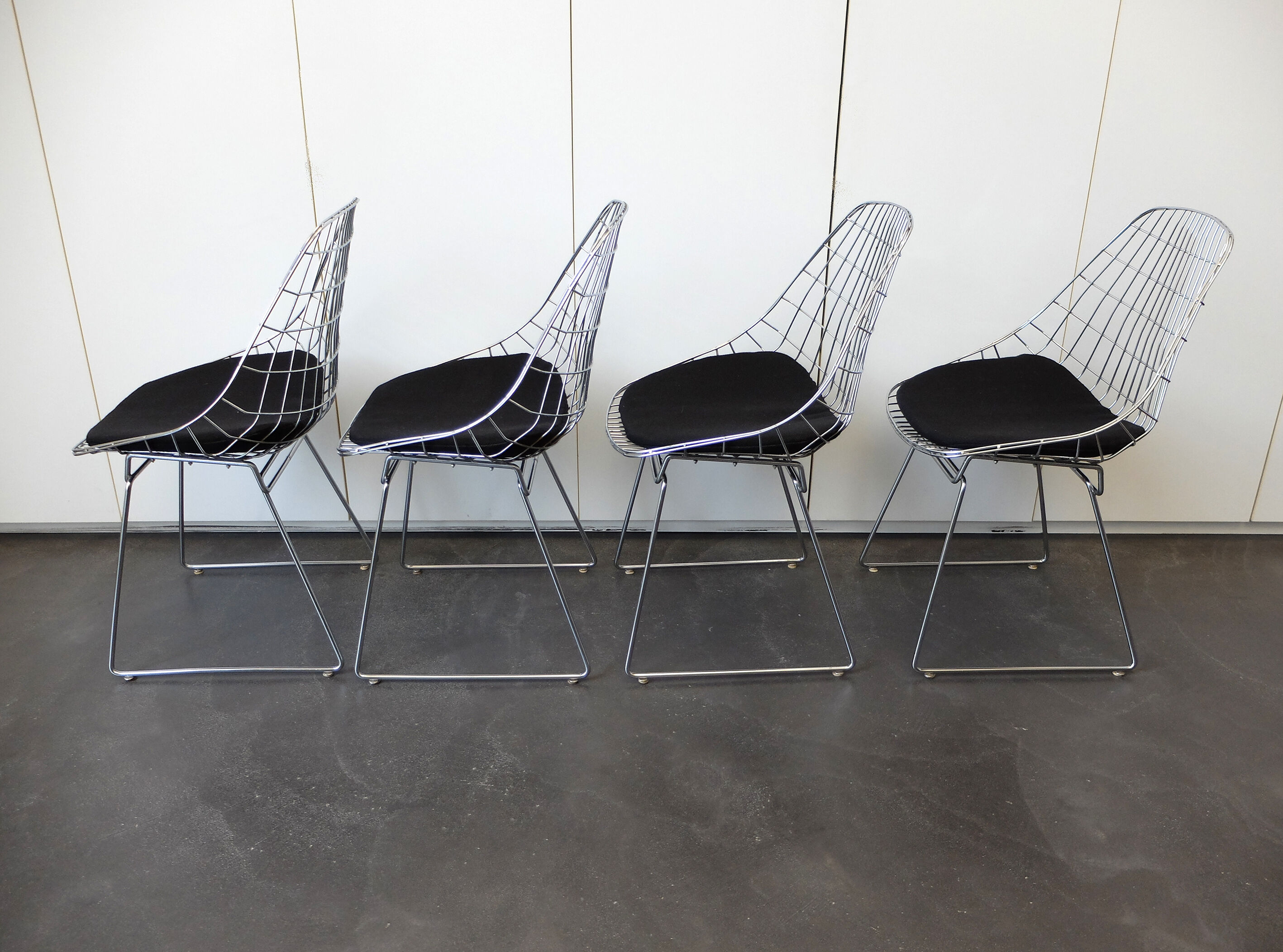 Four vintage SM05 chairs chromed by Cees Braakman for Pastoe, 1960-70