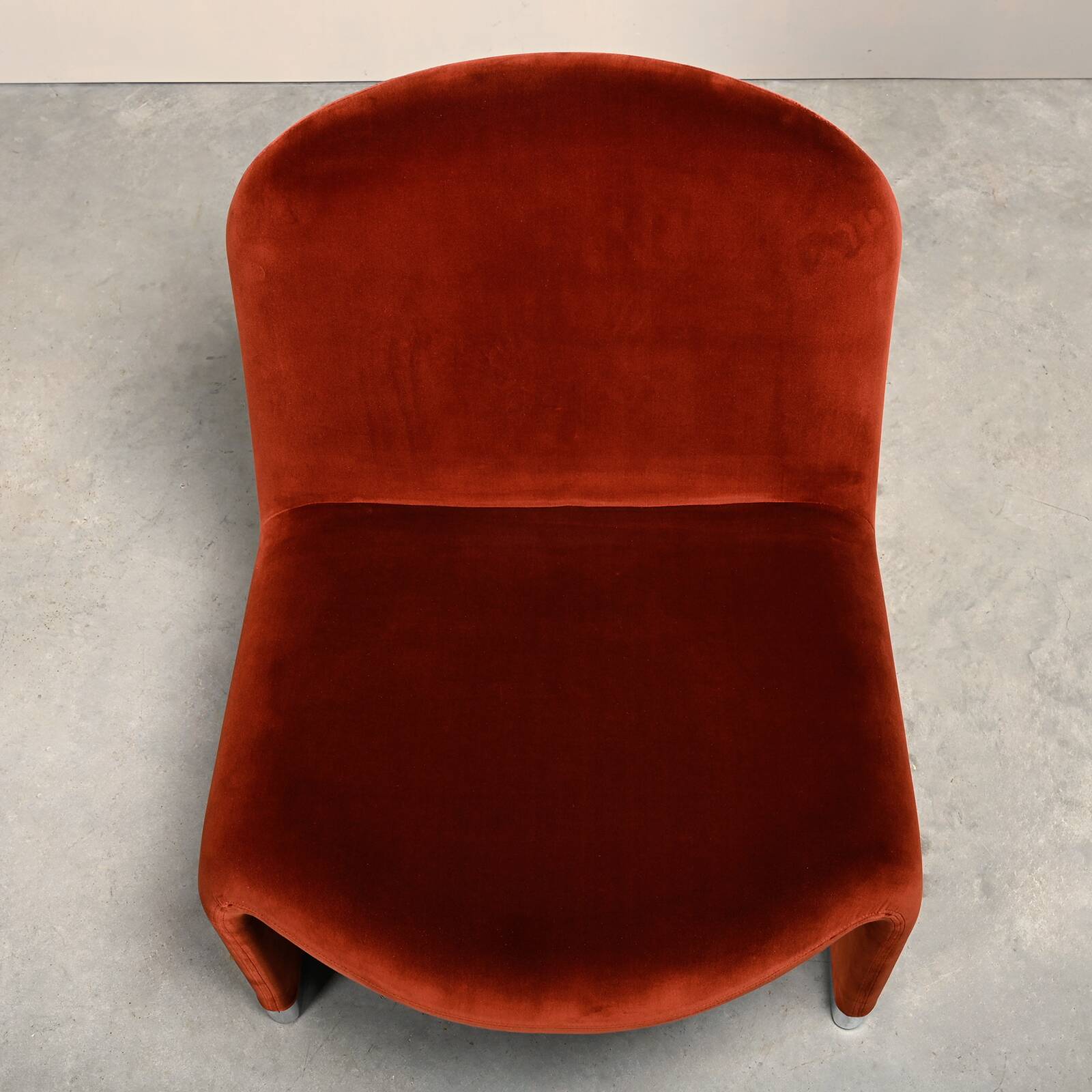 Giancarlo Piretti Alky Lounge Chair in Rust Velvet for Anonima Castelli,