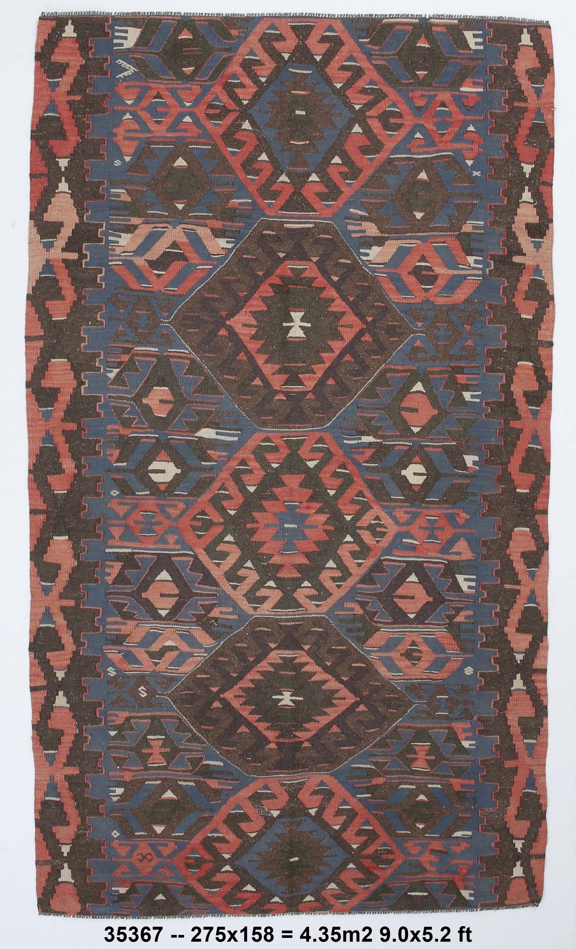 Blue & Brown Vintage Kilim Rug 158x275Cm SK 35367