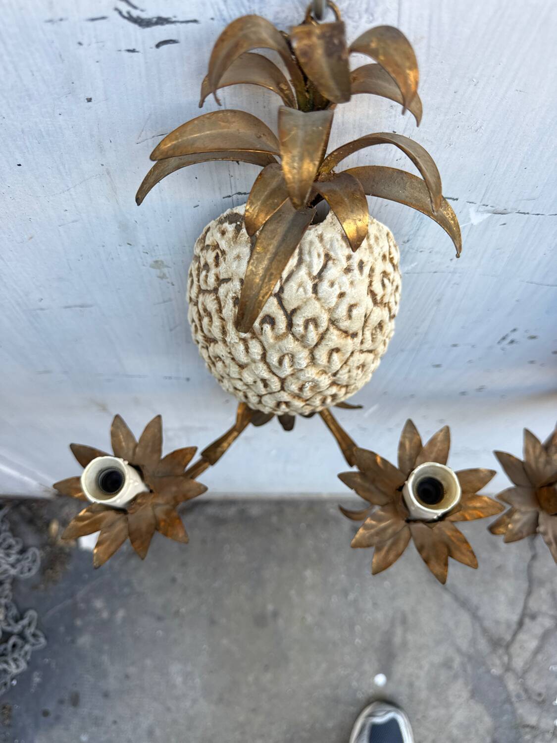 Vintage Italian gold wall light x2 Holl kogl 1970