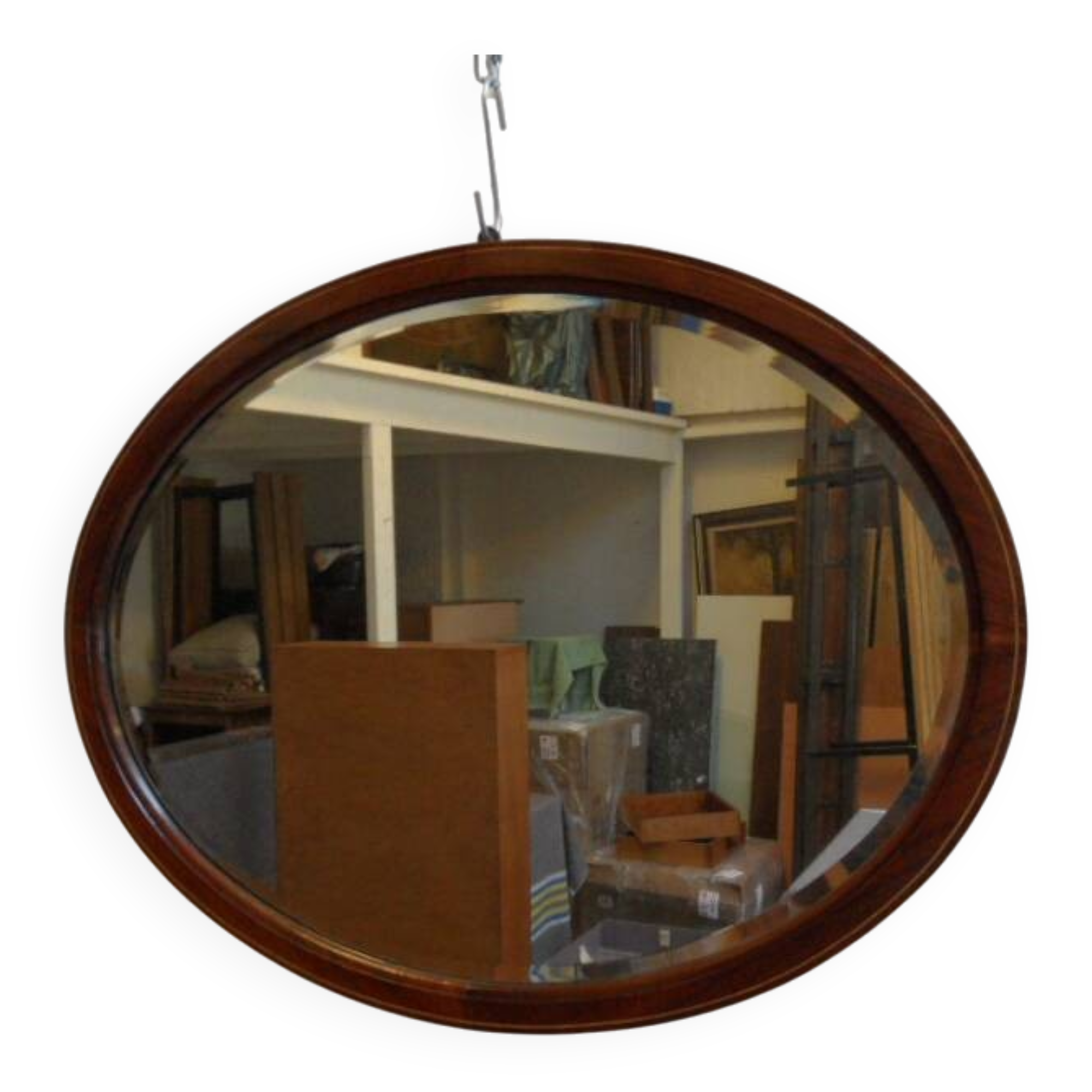 Antique mahogany oval mirror
