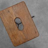 Modernist Industrial Iron and Oak Split Slats Stool, France ca. 1910